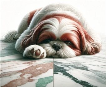shih tzu alone, looks bored