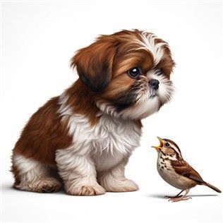 shih tzu not barking at bird