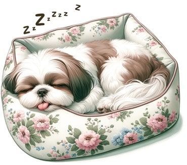 Shih Tzu snoring in bed