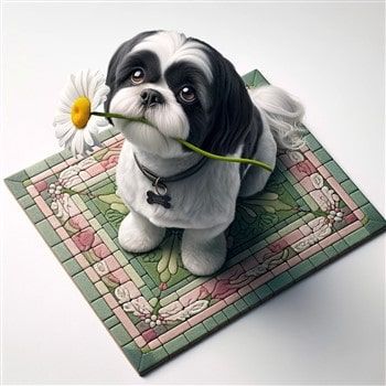 Shih Tzu with daisy