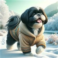 Shih Tzu Winter, illustrated