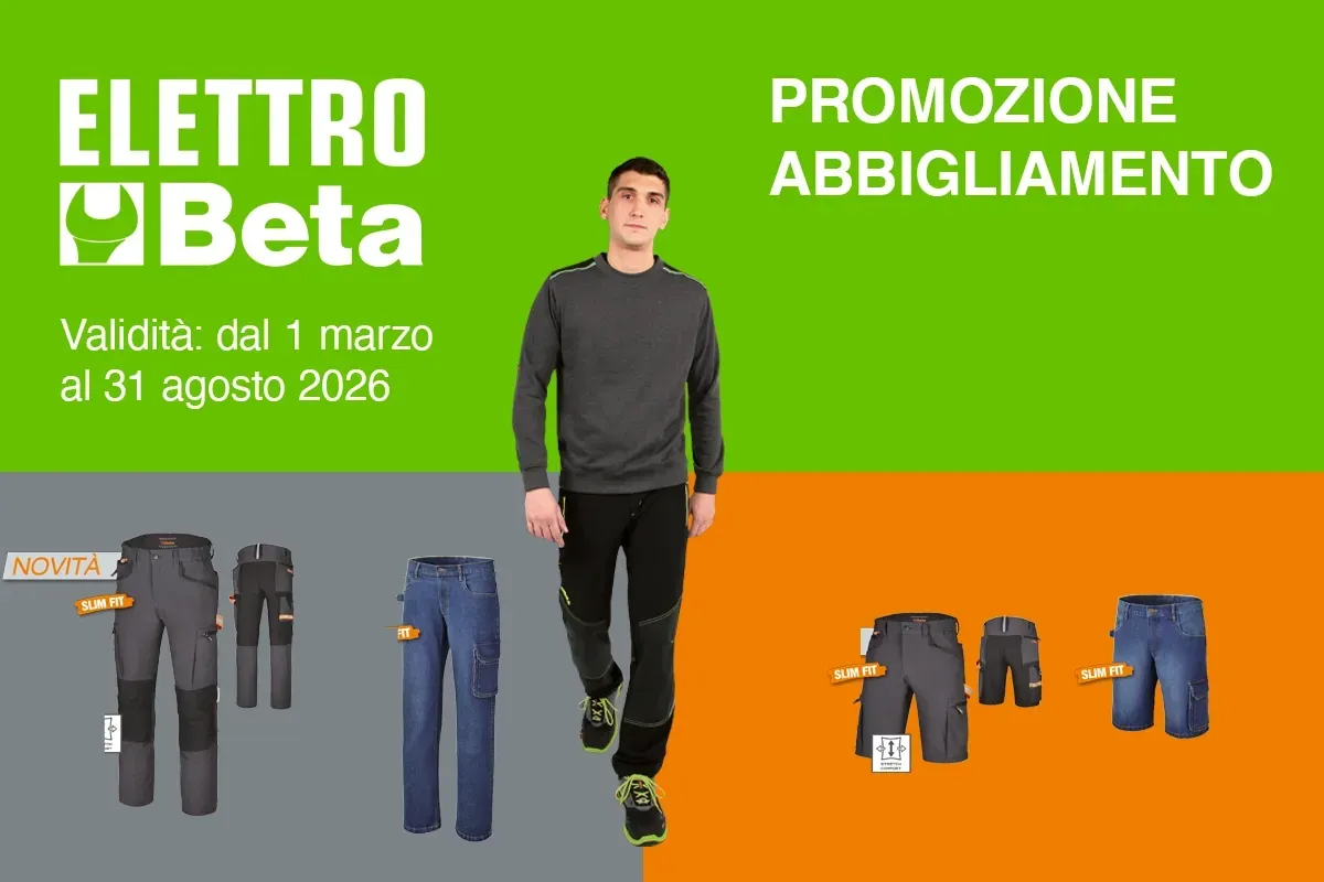 Su abbigliamento da lavoro BETA valido dal 1 marzo al 31 agosto 2026, salvo esaurimento scorte.