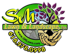 SM Lawn & Landscape logo with green lettering, purple leaves, and phone number 618-978-0998