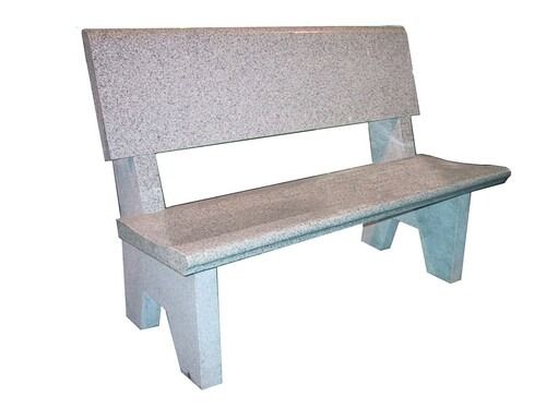 Light gray park bench with backrest and arm supports on a white background