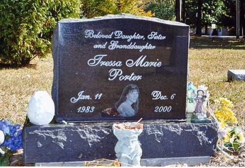 Gravestone in a cemetery with flowers and dates for a memorial marker