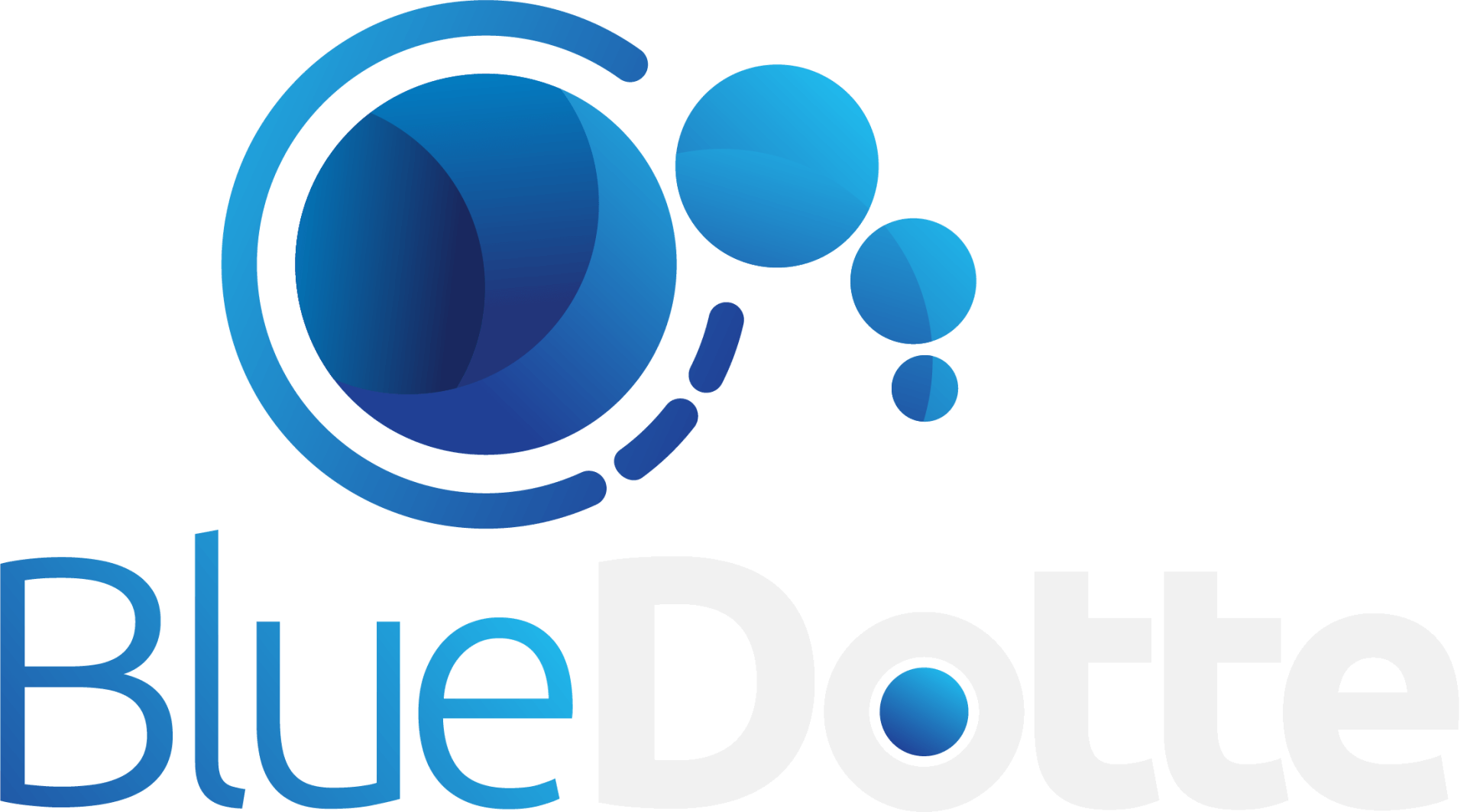 A blue dots logo on a white background