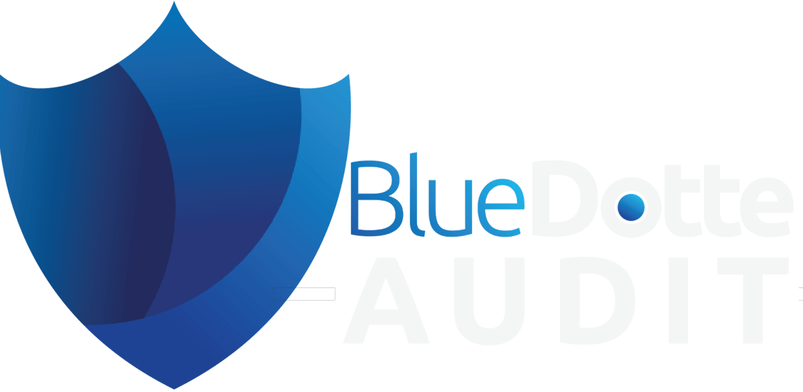 A blue shield with the words `` blue dotte audit '' written on it.