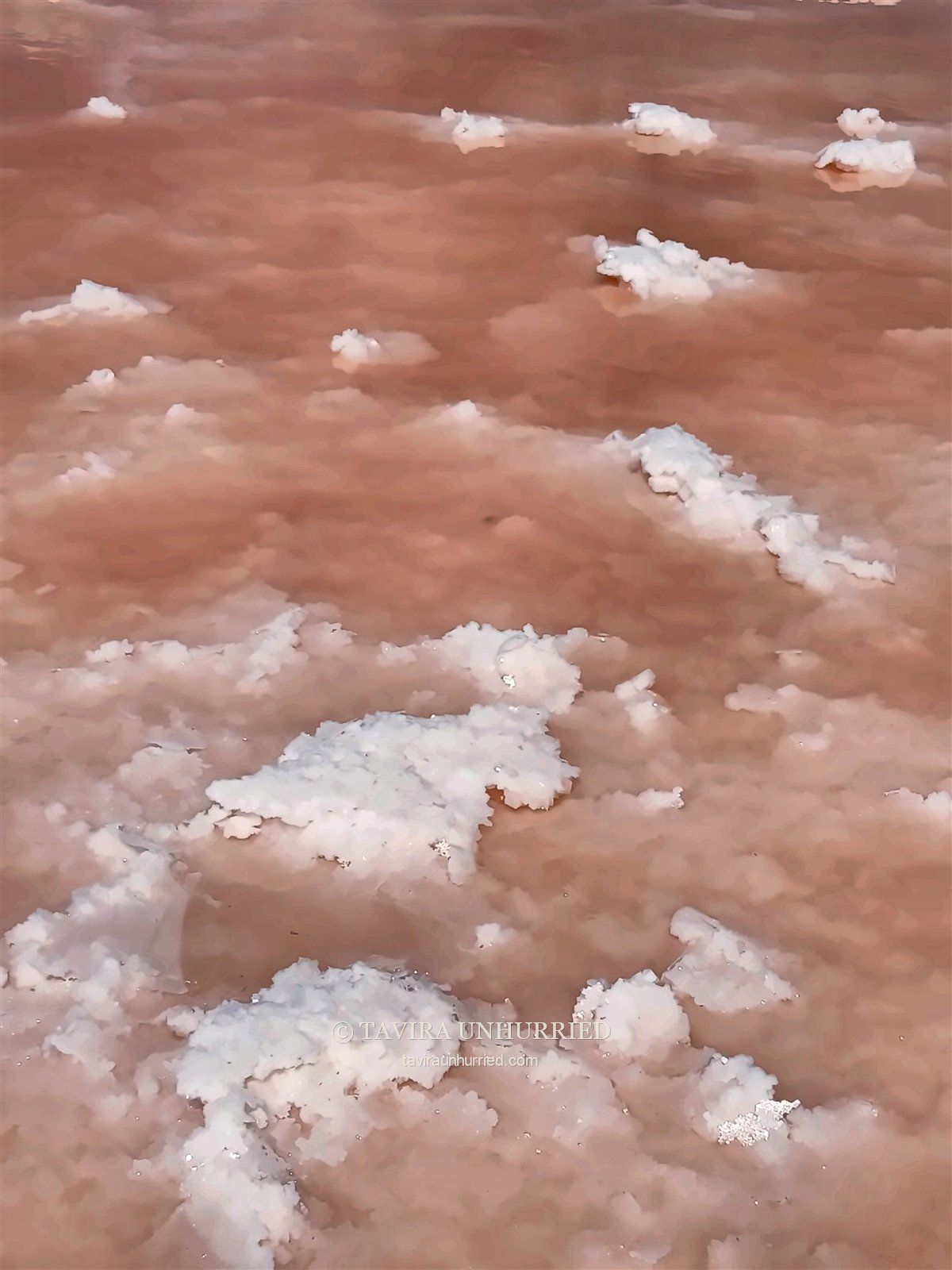 Natural salt crystals in Tavira's salt pans