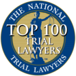 A logo for the national top 100 trial lawyers.