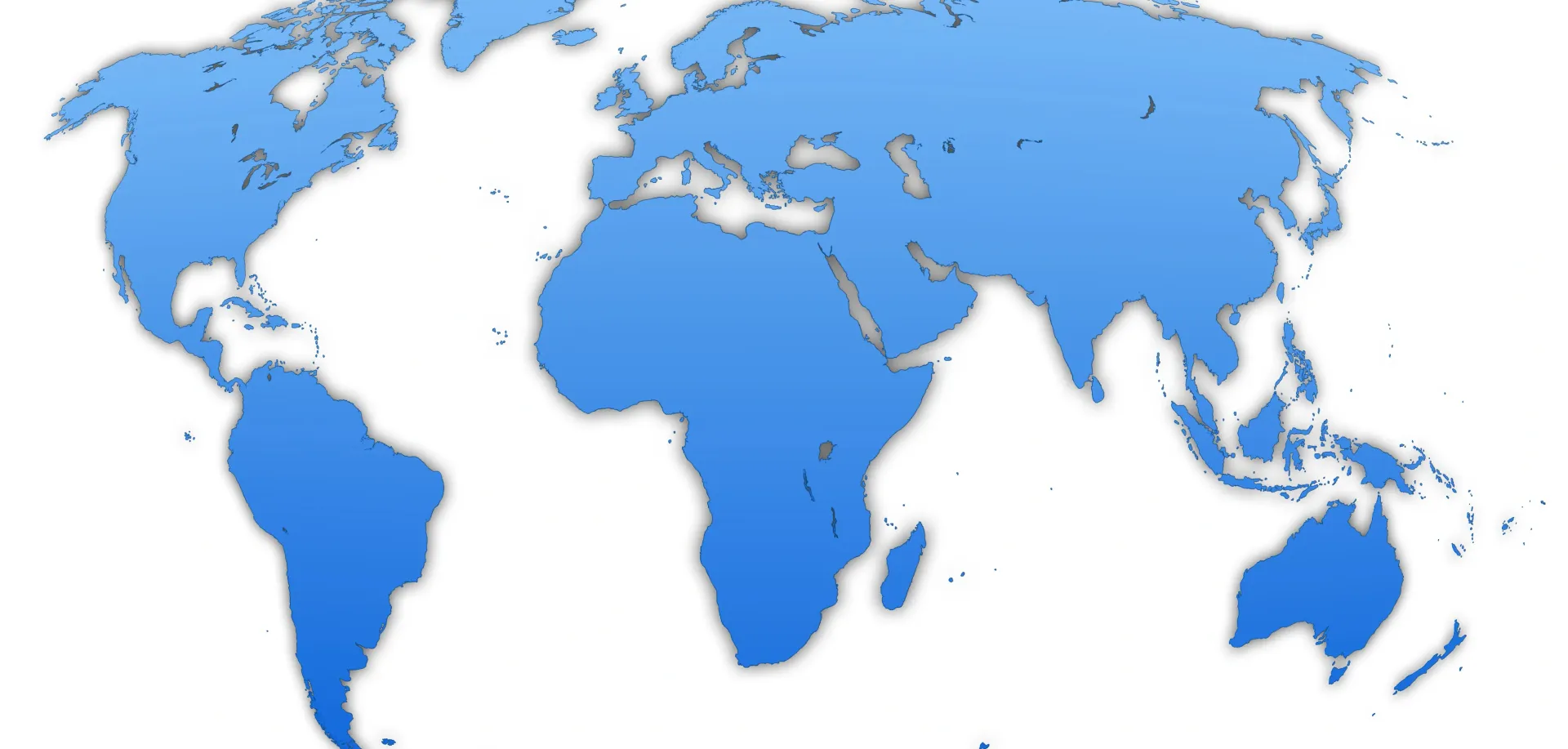 Una mappa blu e bianca del mondo su sfondo bianco