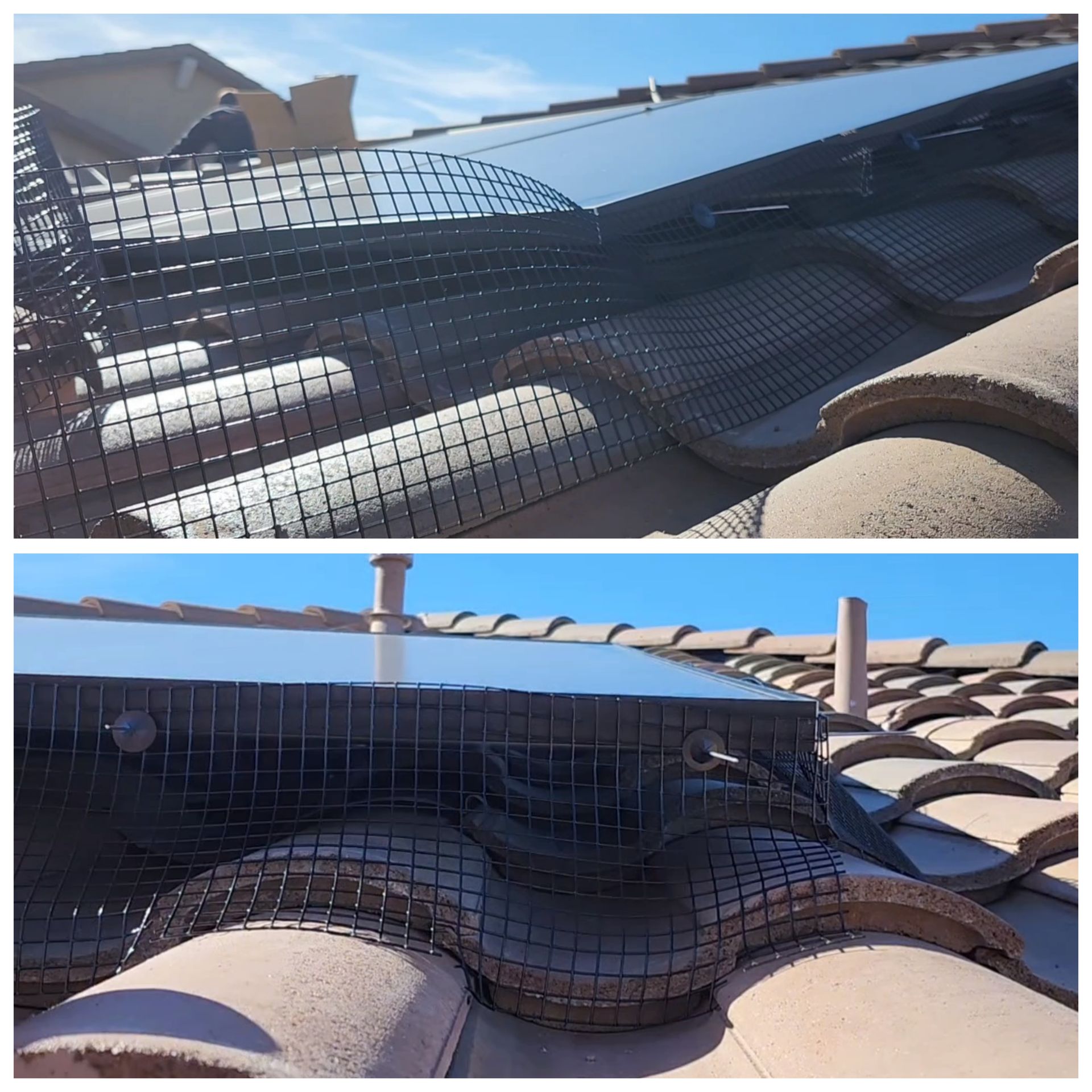 Solar Panel Bird mesh is securely applied with clips in Las Vegas, NV
