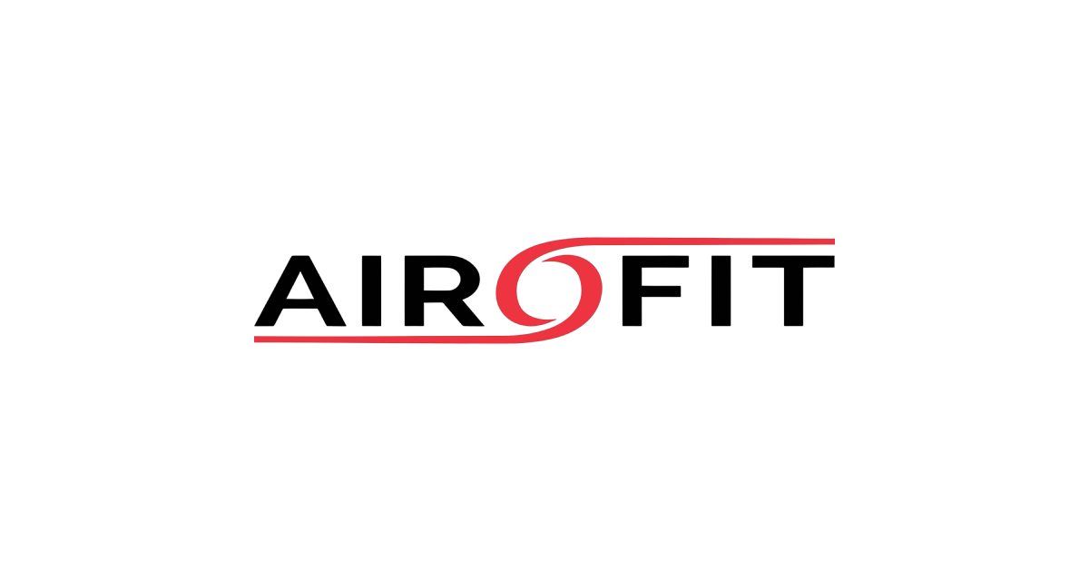 The logo for airfit is black and red on a white background.