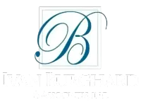 A teal, elegant cursive letter "B" centered inside a thin, light-gray square border on a white background.
