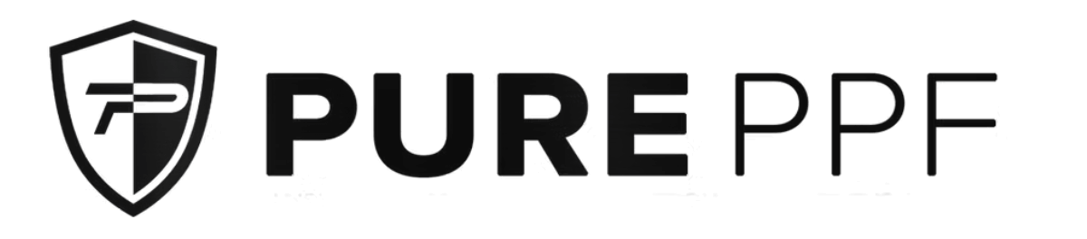 PURE PPF logo with a black shield icon and bold black text on a white background