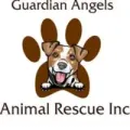 The logo for guardian angels animal rescue inc. shows a dog in a paw print.