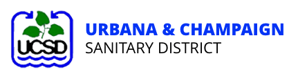 Urbana & Champaign Sanitary District logo with blue-and-green UCSD emblem and text