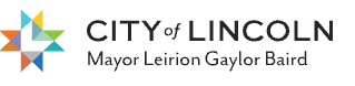 City of Lincoln logo with colorful star emblem and text “Mayor Leirion Gaylor Baird”