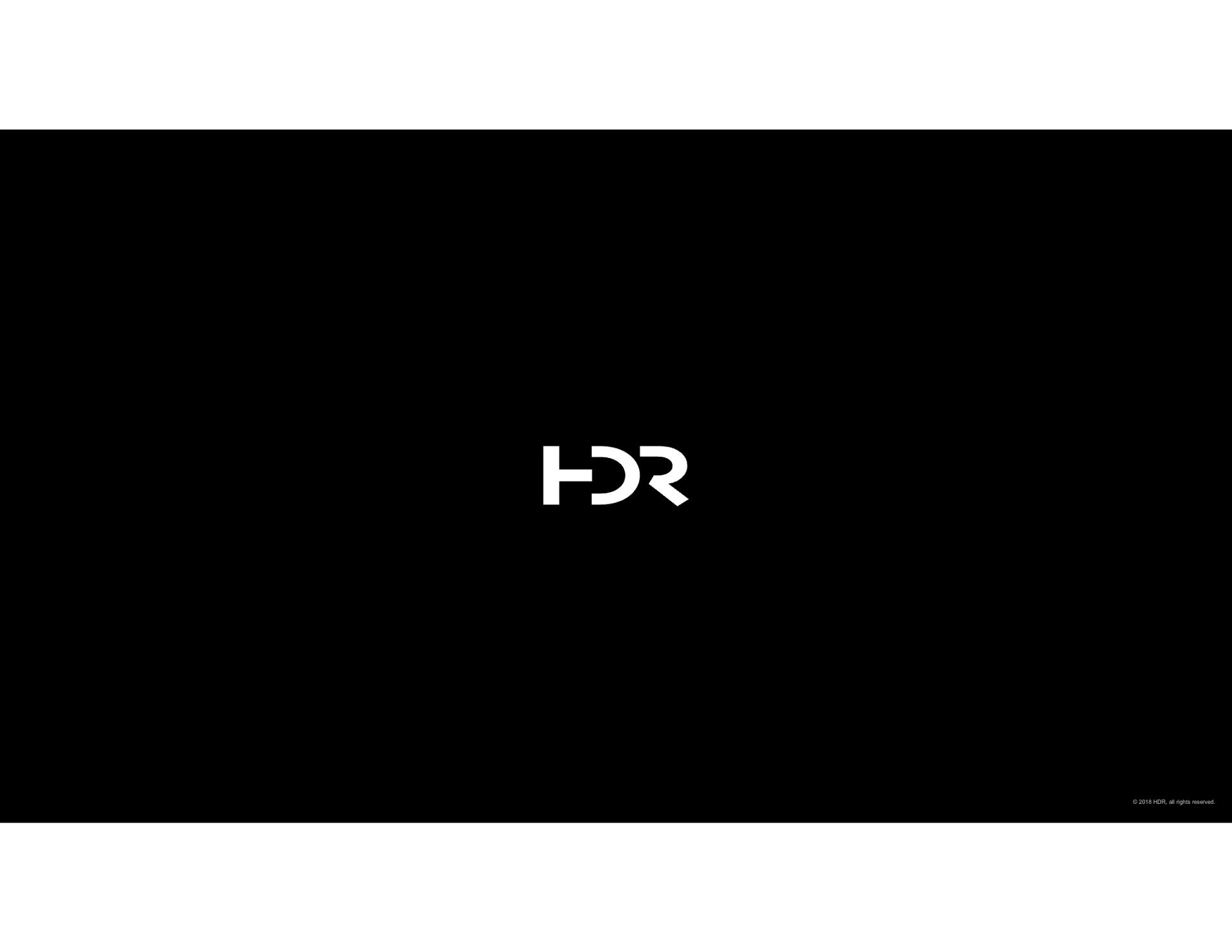 White abstract logo centered on a black background, with a white border at the top and bottom.