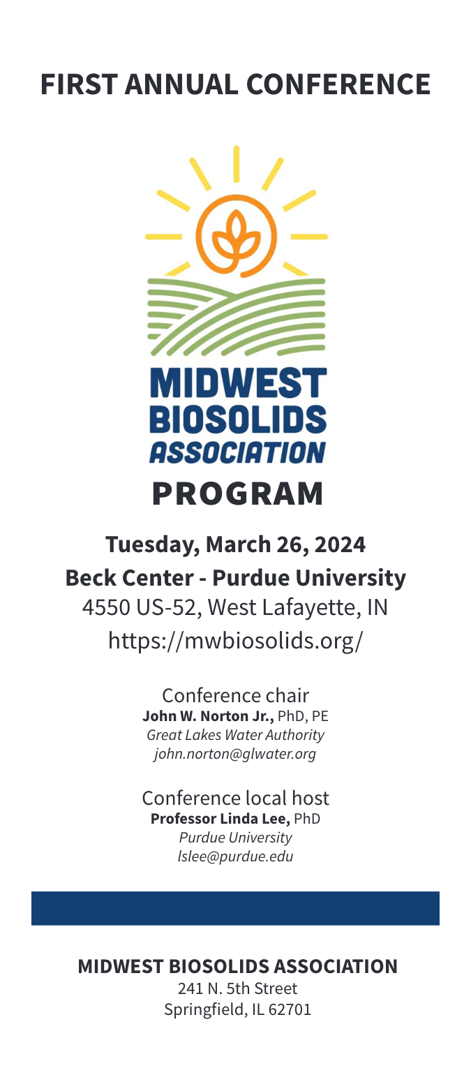 First annual conference poster for Midwest Biosolids Association, March 16, 2024, Purdue University, West Lafayette, Indiana