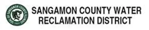 Sangamon County Water Reclamation District logo with green seal and black text