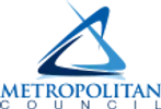 Blue Metropolitan Council logo with stylized swoosh and text underneath
