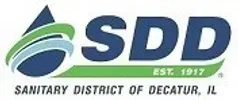 SDD logo in blue and green, Sanitary District of Decatur, IL, est. 1917