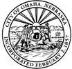 Seal of the City of Omaha, Nebraska, black-and-white circular emblem with text around the edge.