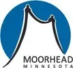 Moorhead, Minnesota logo with stylized white bridge on blue circle