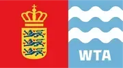Red and blue WTA emblem with a crowned shield and white wave pattern.