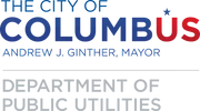 City of Columbus Department of Public Utilities logo with blue and gray text and stars