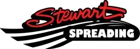 Stewart Spreading logo in red and black with stylized wings on a white background