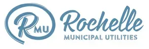 Rochelle Municipal Utilities logo in blue with circular RMU emblem and script text