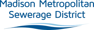 Madison Metropolitan Sewerage District logo in blue text with wave graphic underneath