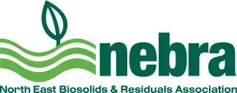 NEBRA logo in green with leaf and wave design, North East Biosolids & Residuals Association