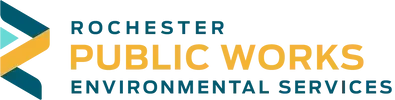 Rochester Public Works Environmental Services logo with teal and gold geometric icon and text