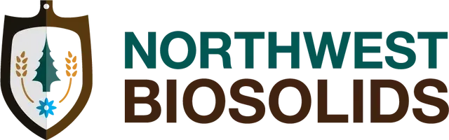 Northwest Biosolids logo with a brown shield and teal text on a white background