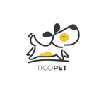 Un logotipo para ticopet muestra un perro con una nariz amarilla.