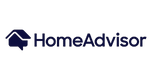 HomeAdvisor logo: dark blue house icon with a speech bubble, and company name.