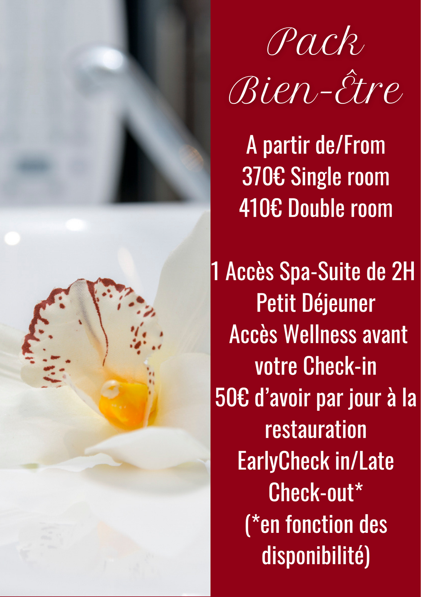 Offre mettant en avant les services bien-être de l'hôtel.