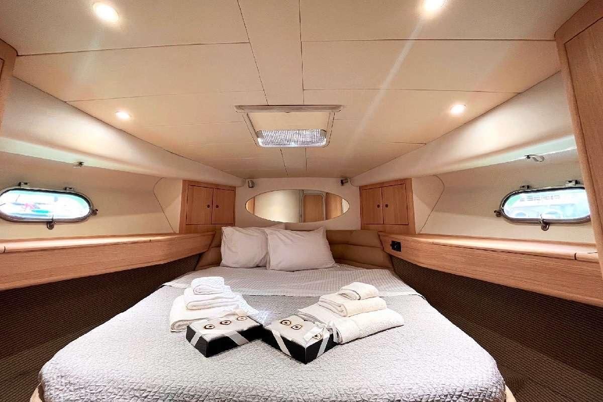 big bedroom in yacht in vip cabin