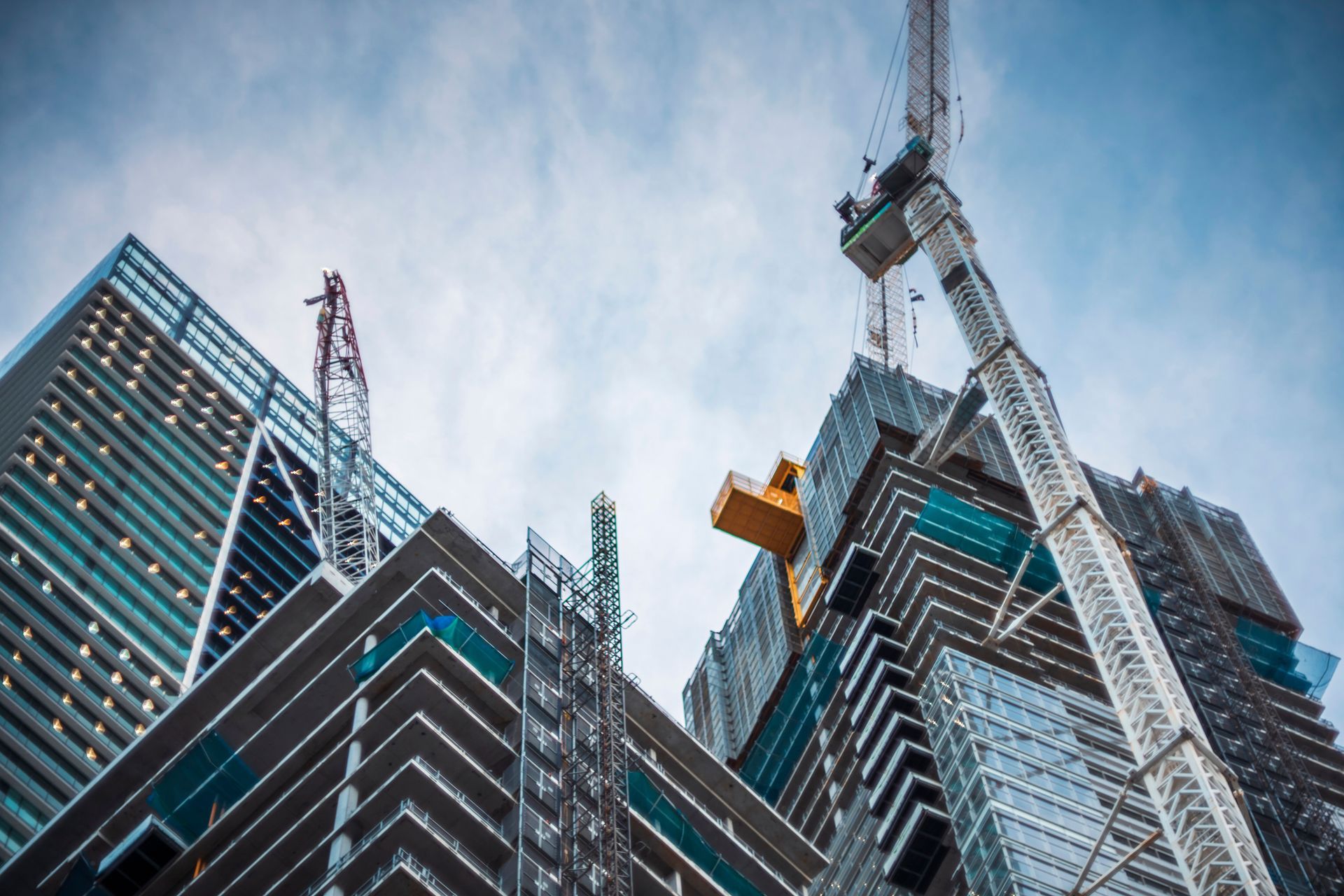 Modern office building under construction.