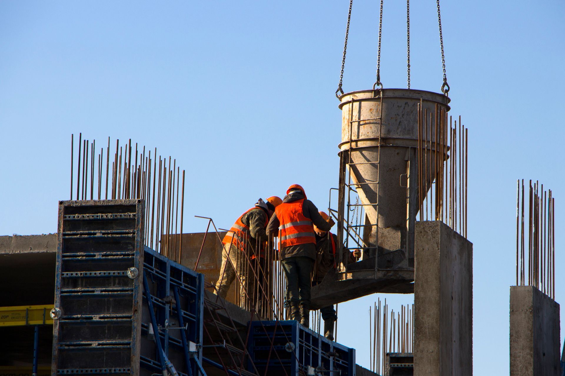 A group of men working on a Commercial construction site