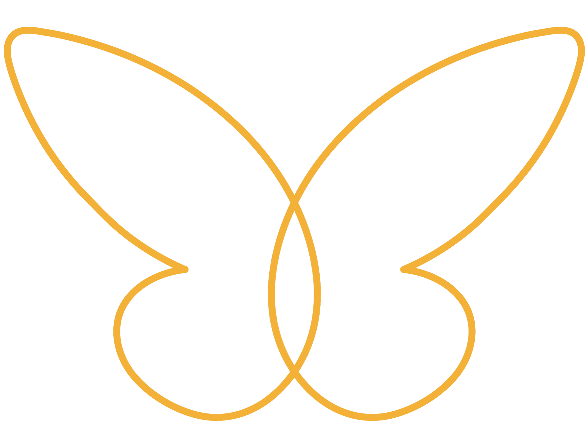 Contorno de uma borboleta em laranja claro.
