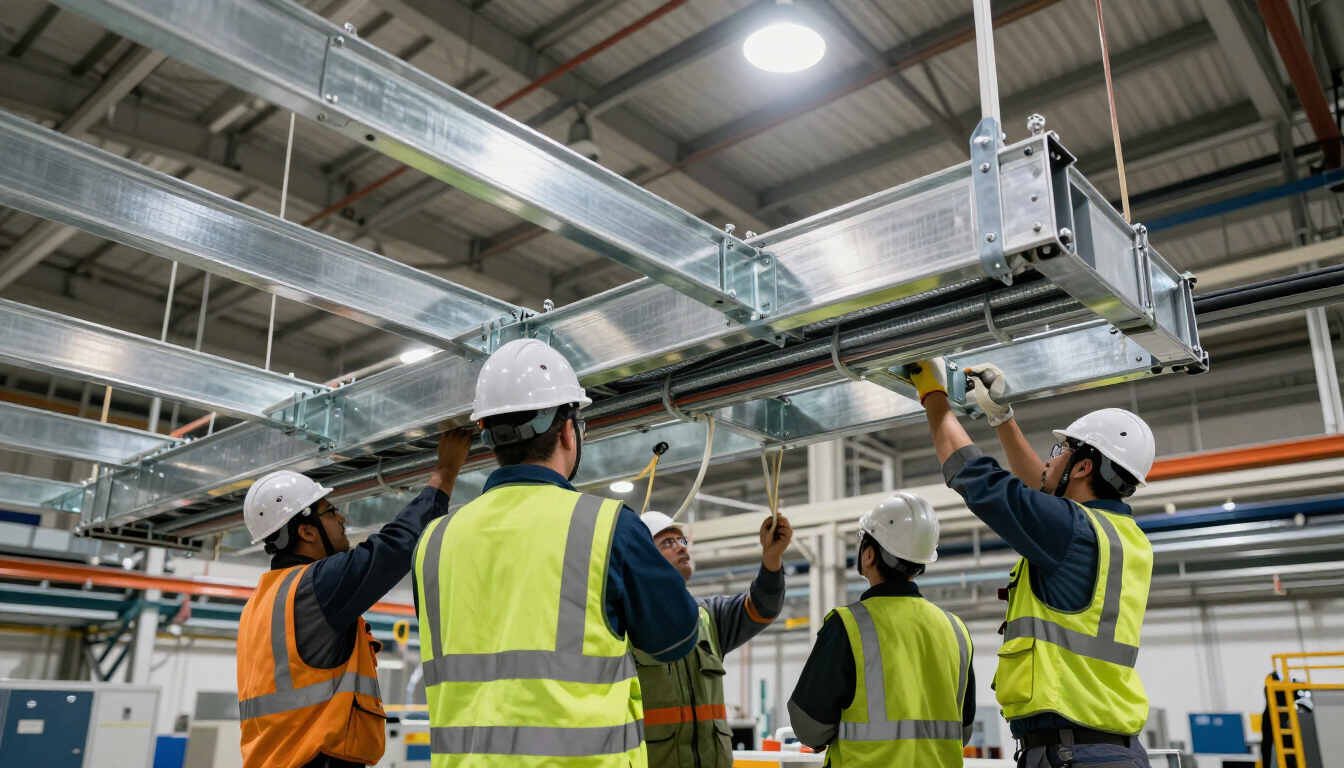 Instalación de charolas portacables en ampliación industrial