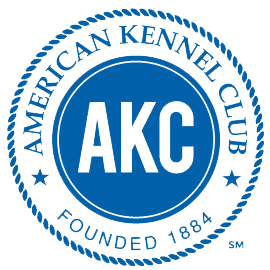 American Kennel Club AKC blue-and-white circular logo with founded 1884 text