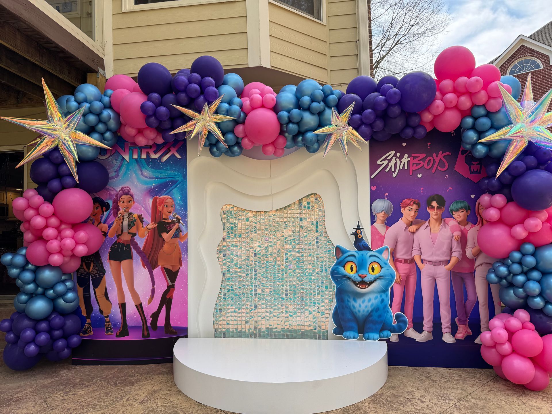 Anime themed balloon backdrop and custom party decor in South Atlanta by Party Divas