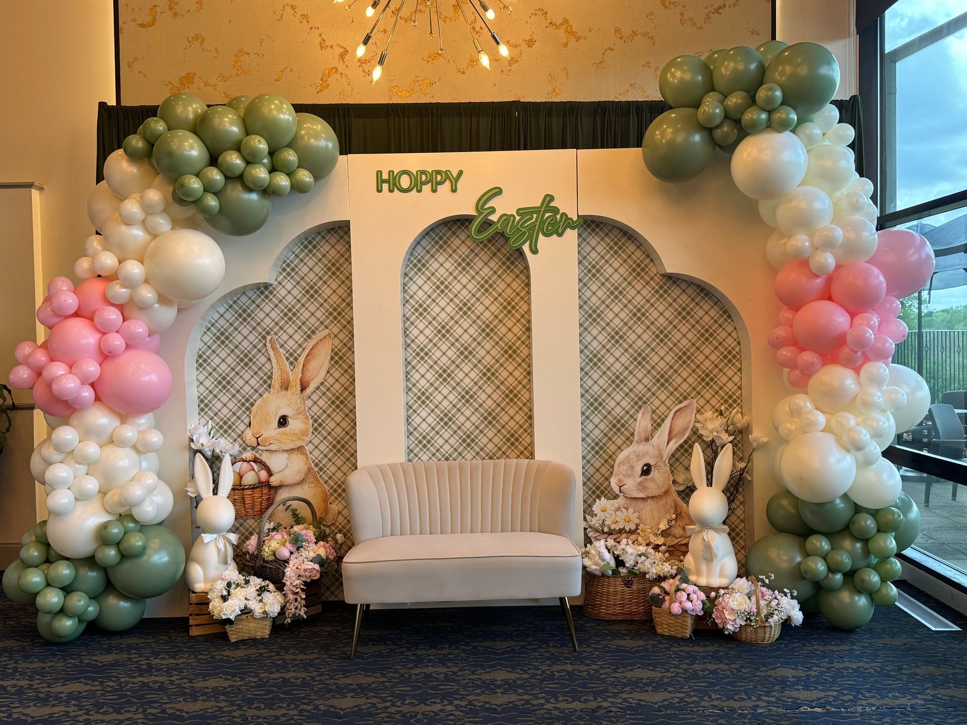 Easter event balloon decor and themed backdrop in Fayetteville GA serving South Atlanta families