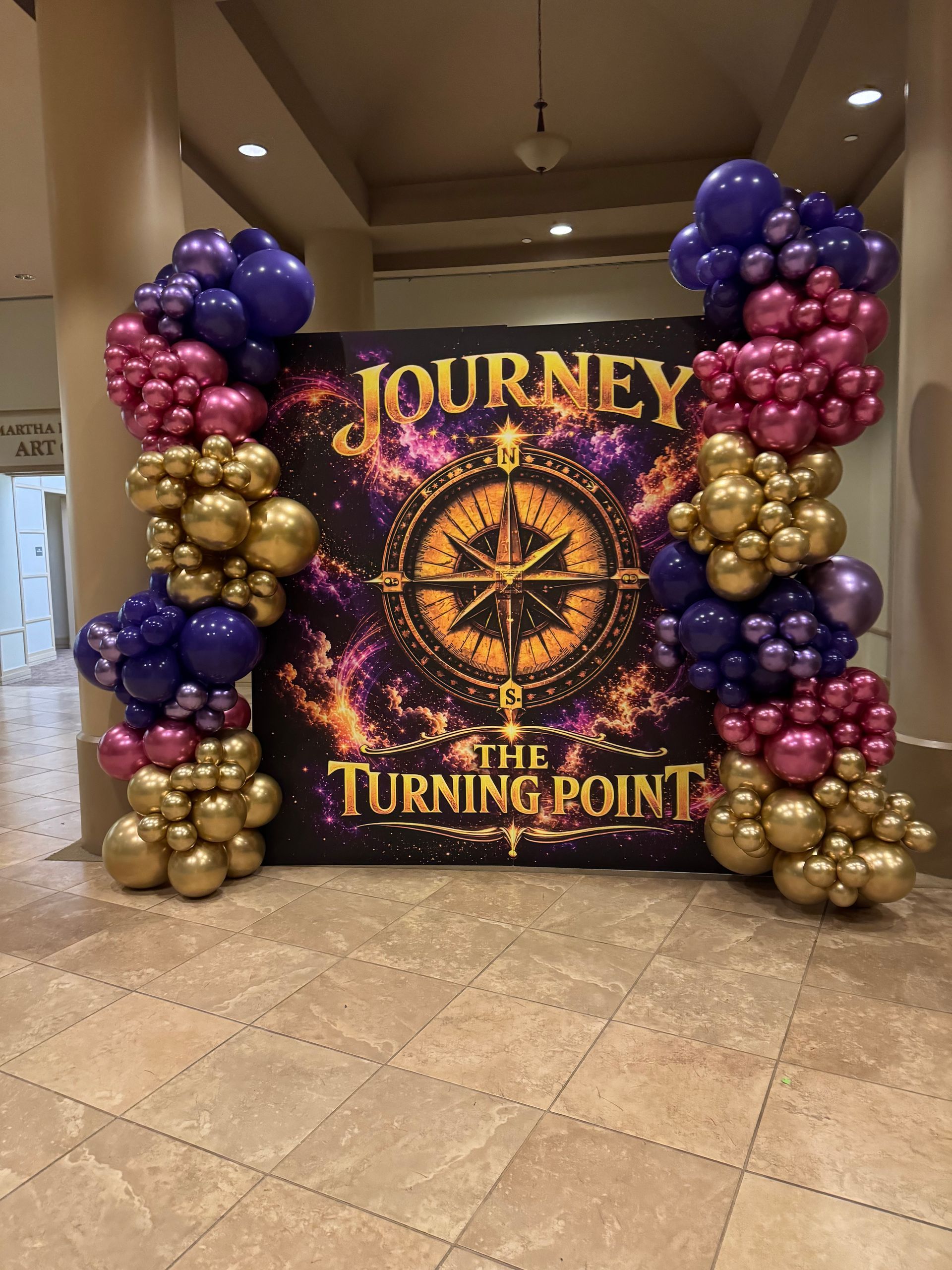 Custom event backdrop with balloon decor for celebrations in Fayetteville and South Atlanta GA