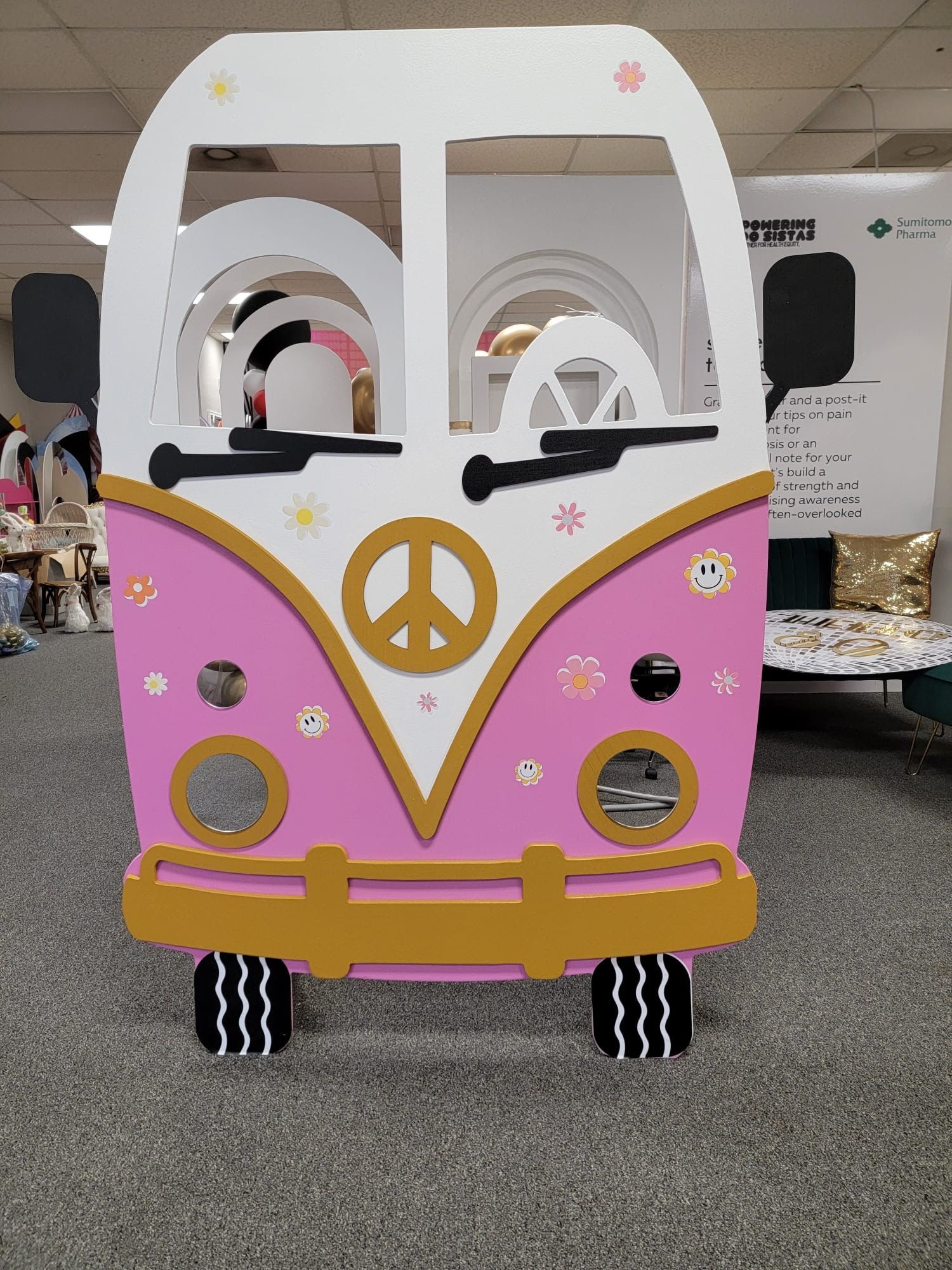 peace bus party backdrop prop