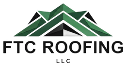 FTC Roofing LLC logo with green and black stylized roof peaks above bold black text